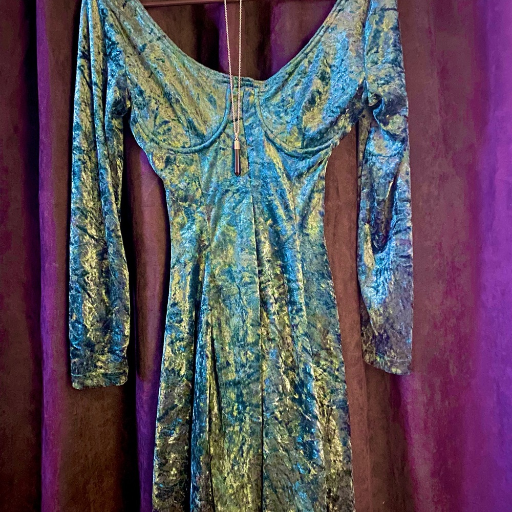 90s grunge green velvet dress